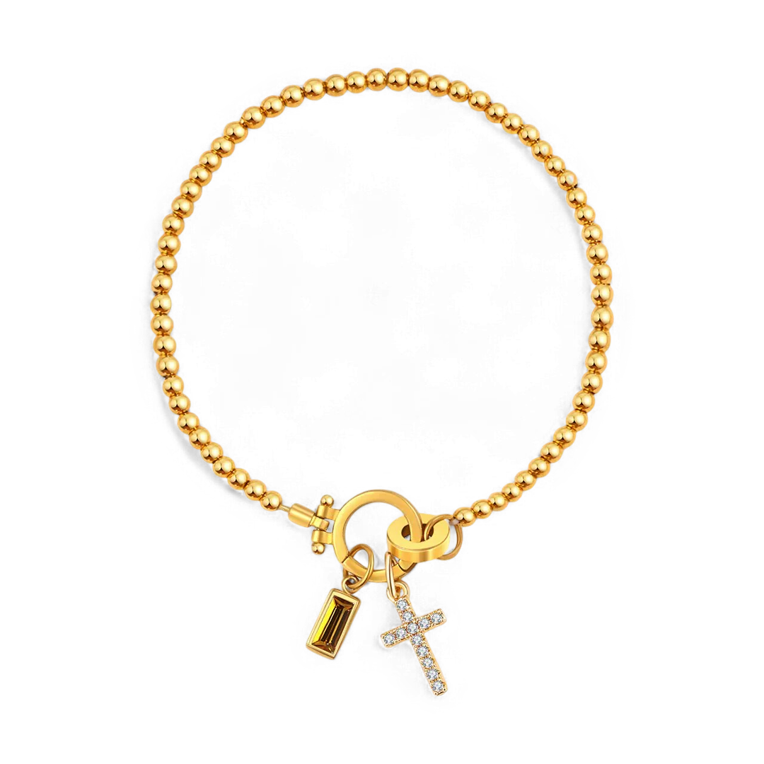 Cross Charm Birthstone Bracelet - Image 26