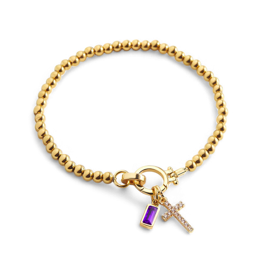 Cross Charm Birthstone Bracelet - Image 28