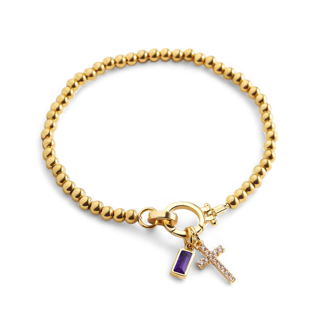 Cross Charm Birthstone Bracelet - Image 32