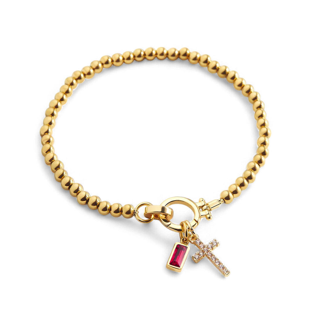 Cross Charm Birthstone Bracelet - Image 33
