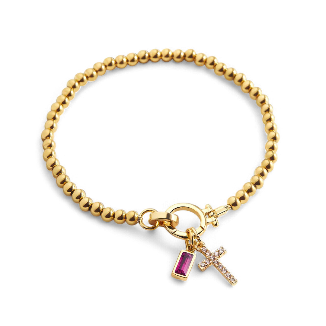 Cross Charm Birthstone Bracelet - Image 36