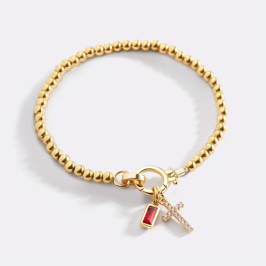 Cross Charm Birthstone Bracelet - Image 39