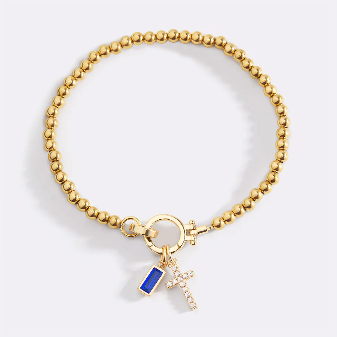 Cross Charm Birthstone Bracelet - Image 55