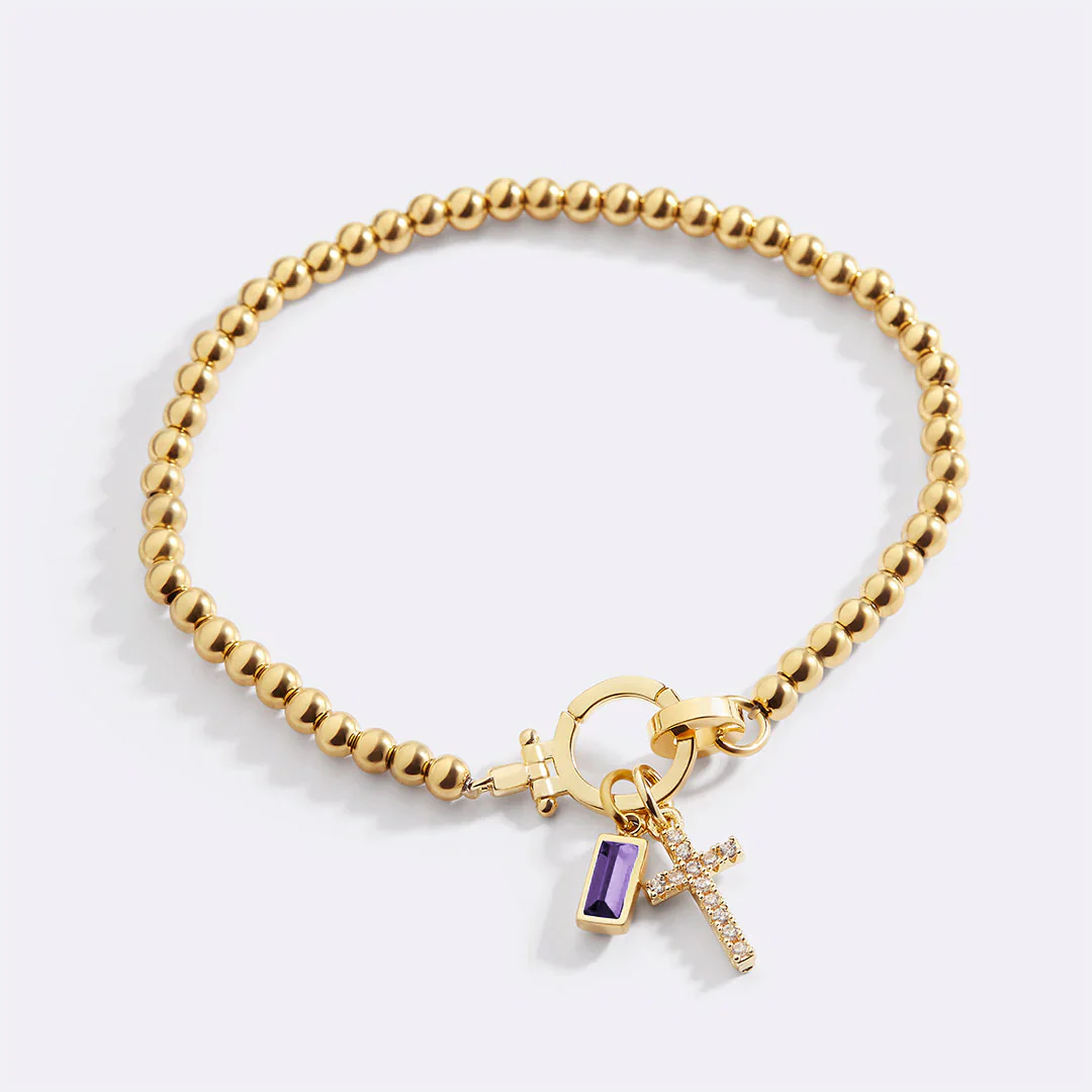 Cross Charm Birthstone Bracelet - Image 8