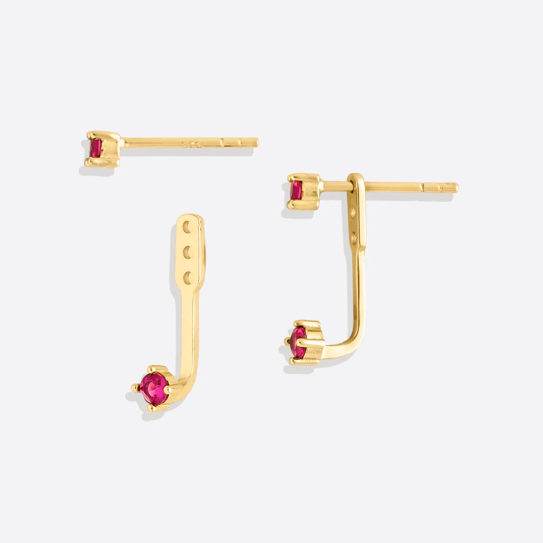 Birthstone Drop Ear Jacket Earrings - Image 6