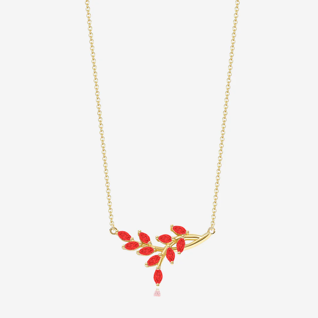 Birthstone Leaf Pendant Necklace - Image 2