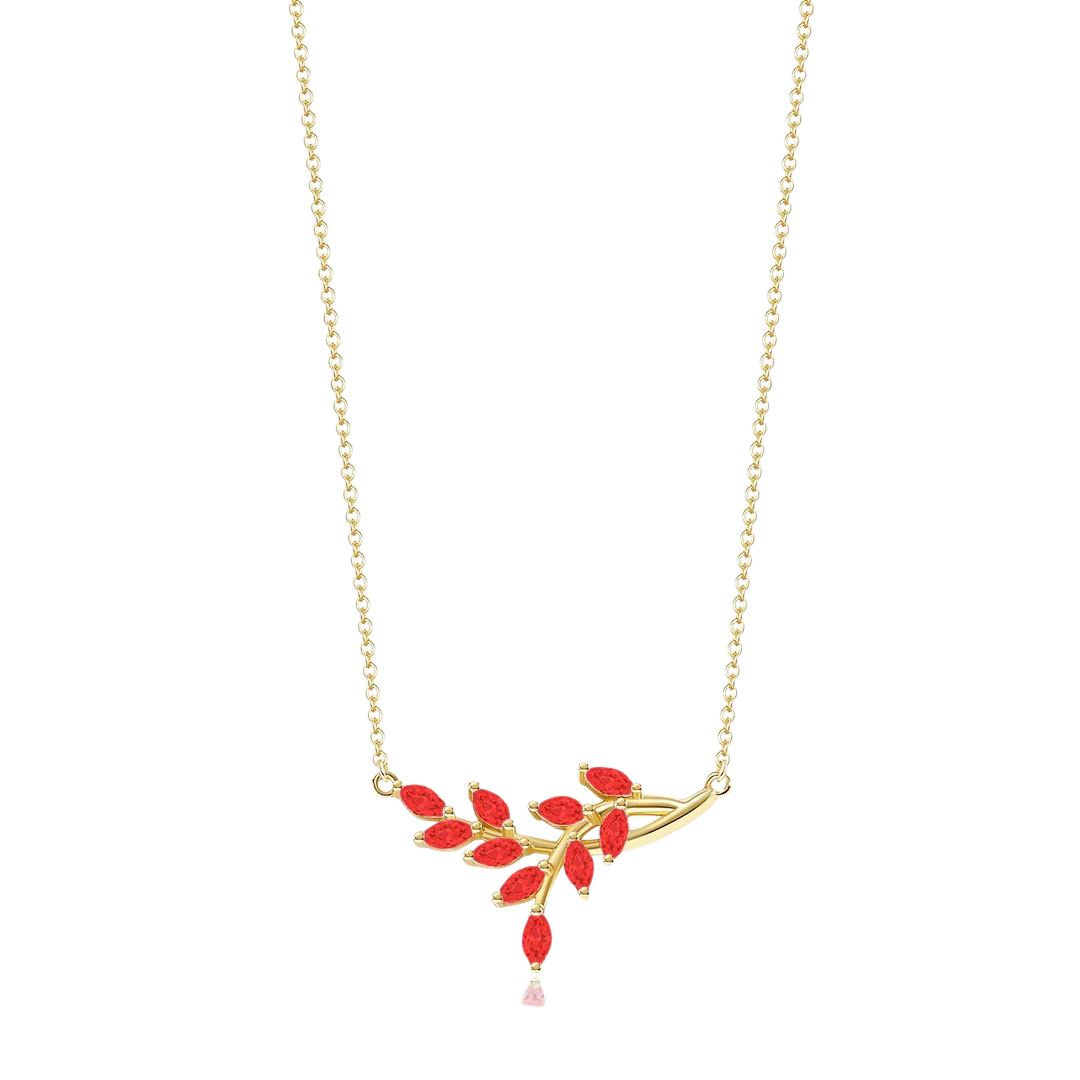 Birthstone Leaf Pendant Necklace - Image 5