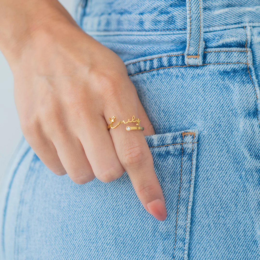 Custom Name Birthstone Ring - Image 4