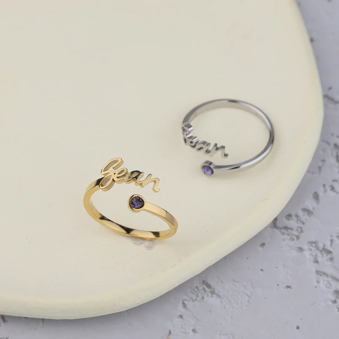 Custom Name Birthstone Ring - Image 8