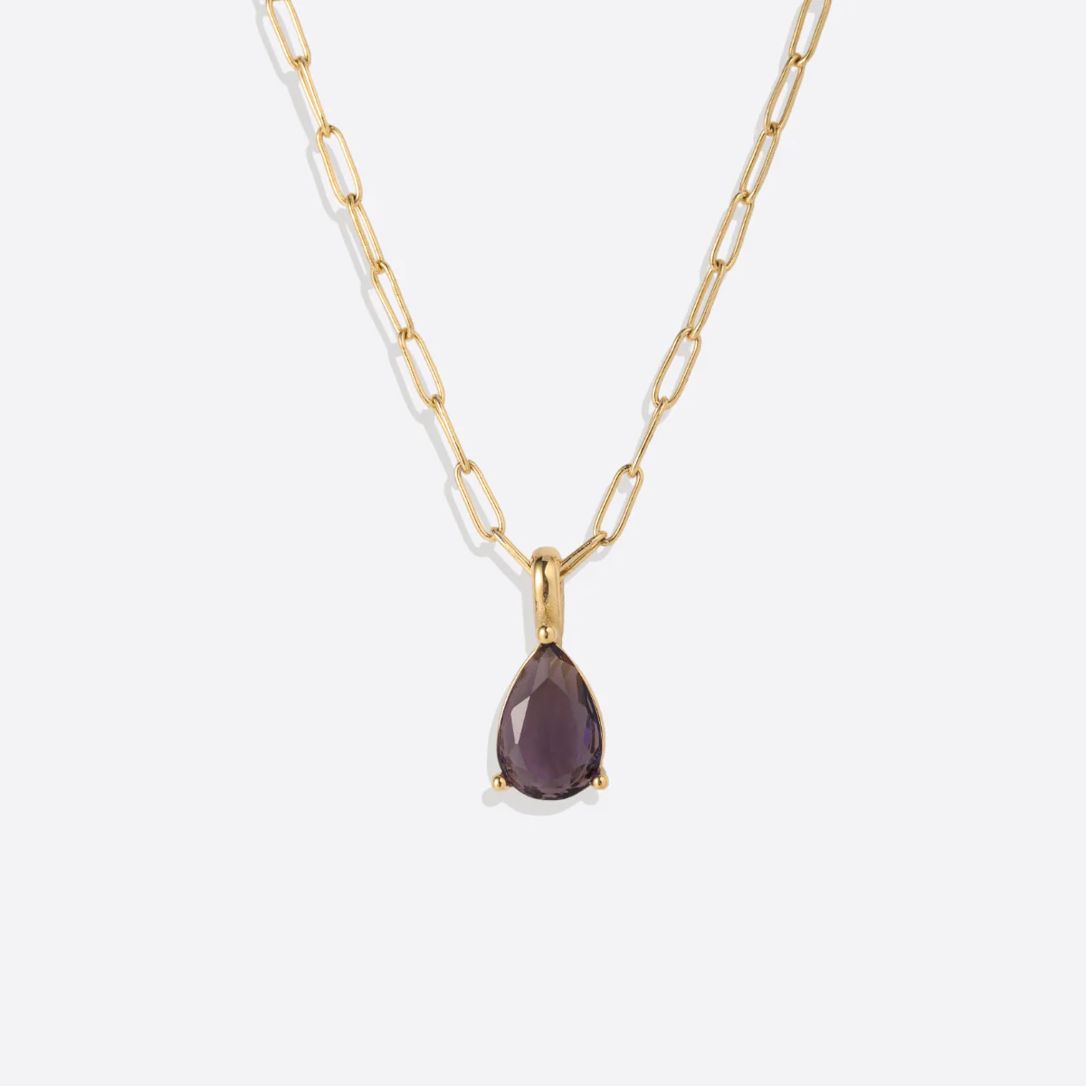Birthstone Pendant Necklace with Dainty Paperclip Chain - Image 11