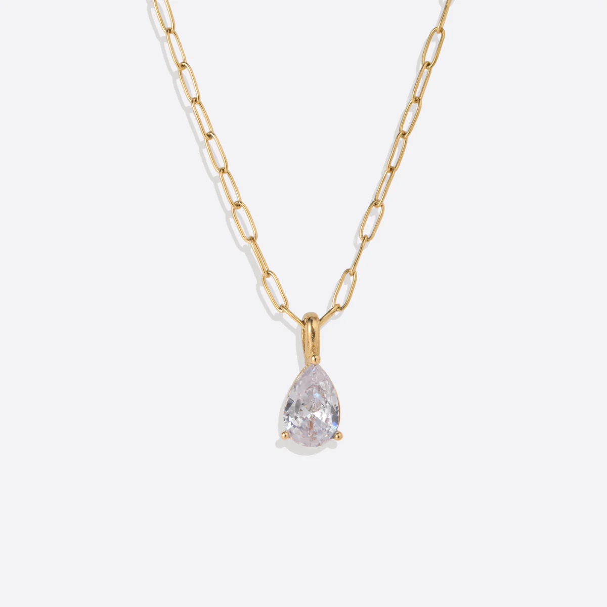 Birthstone Pendant Necklace with Dainty Paperclip Chain - Image 12