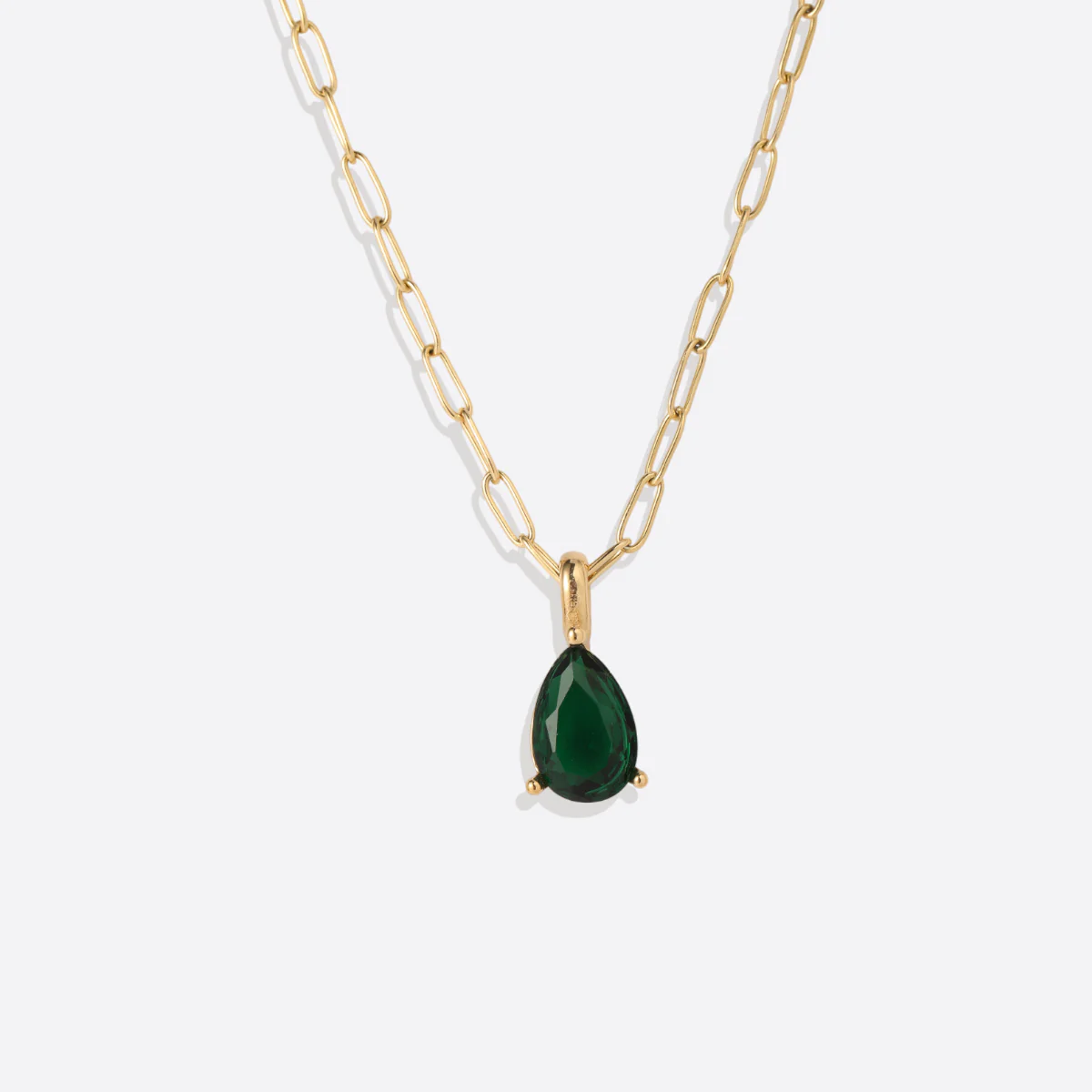 Birthstone Pendant Necklace with Dainty Paperclip Chain - Image 13