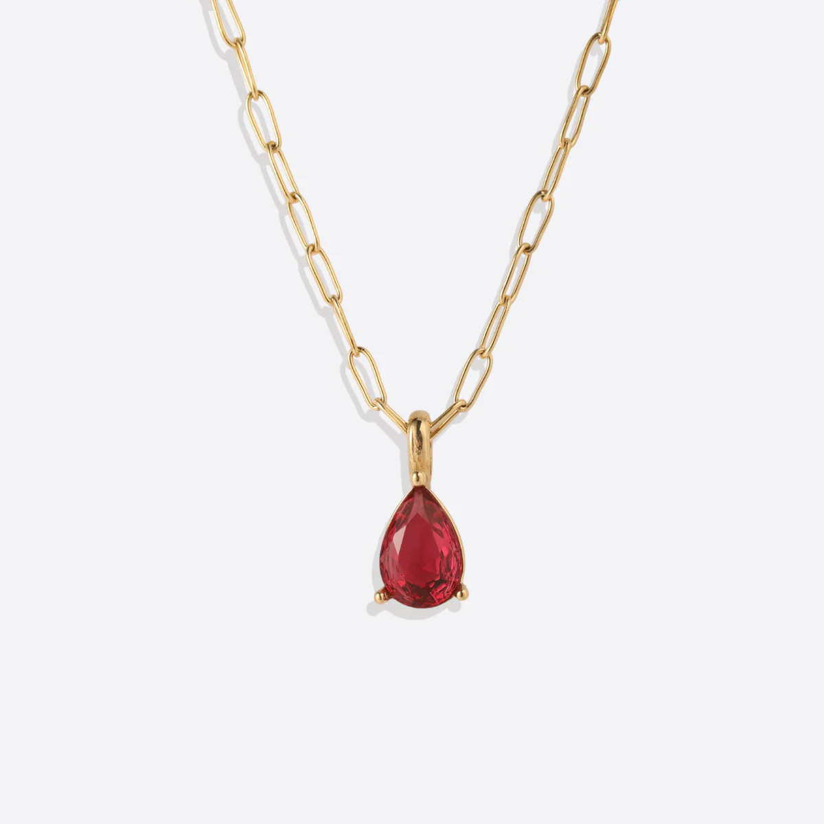 Birthstone Pendant Necklace with Dainty Paperclip Chain - Image 15