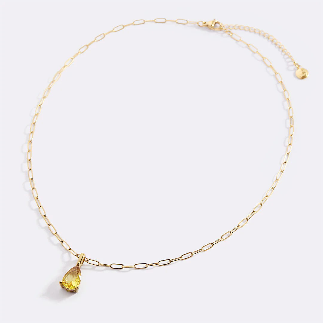 Birthstone Pendant Necklace with Dainty Paperclip Chain - Image 22