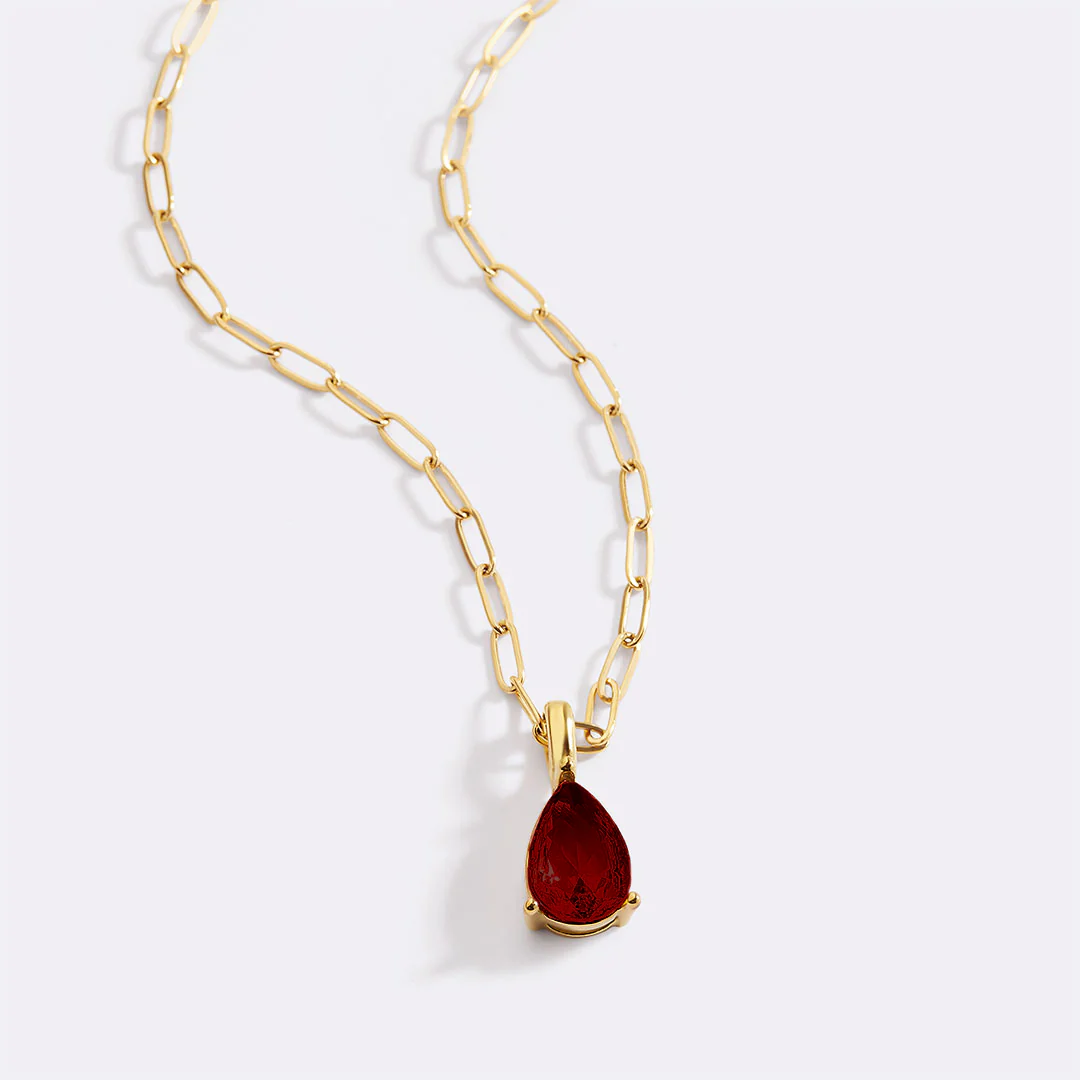 Birthstone Pendant Necklace with Dainty Paperclip Chain - Image 23
