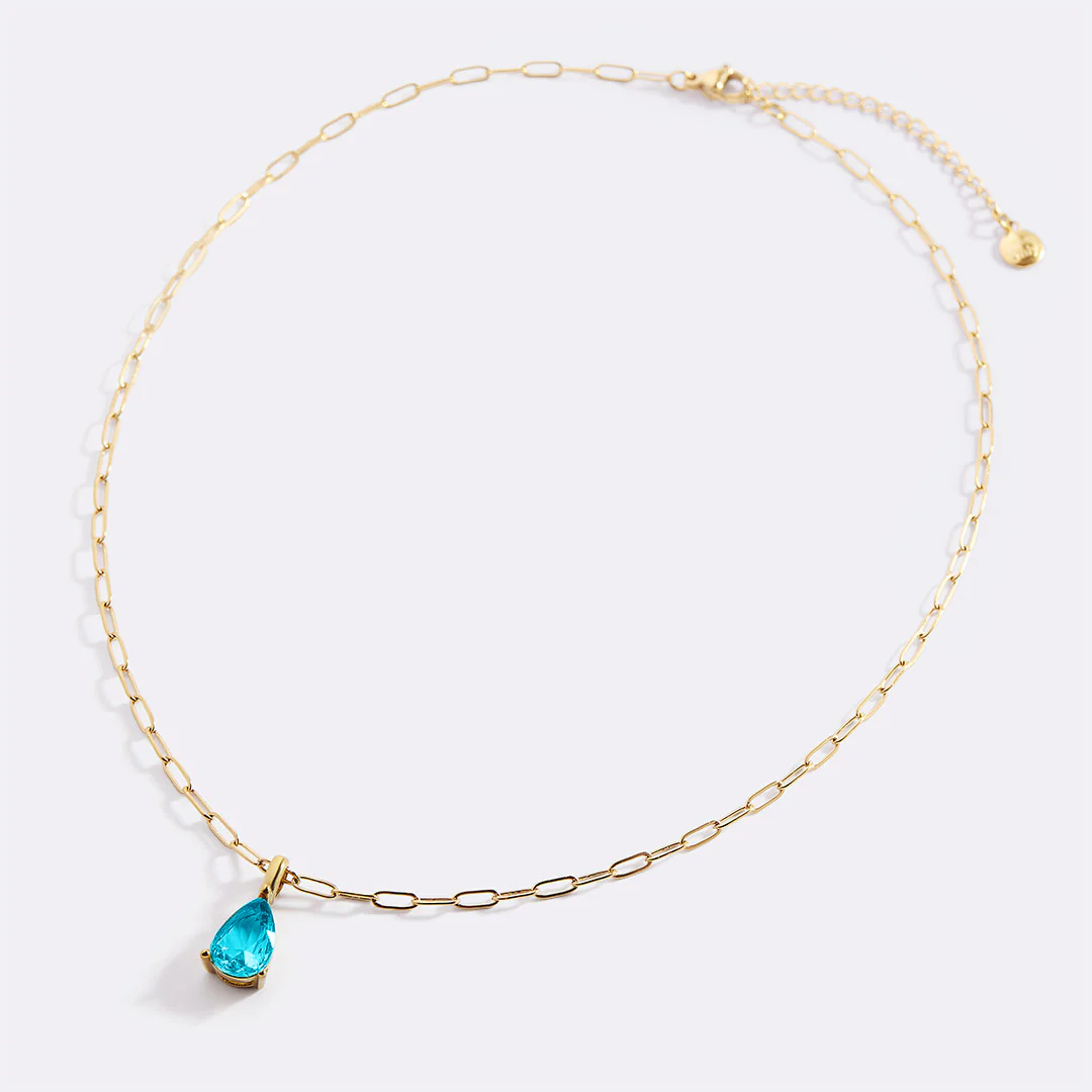 Birthstone Pendant Necklace with Dainty Paperclip Chain - Image 28