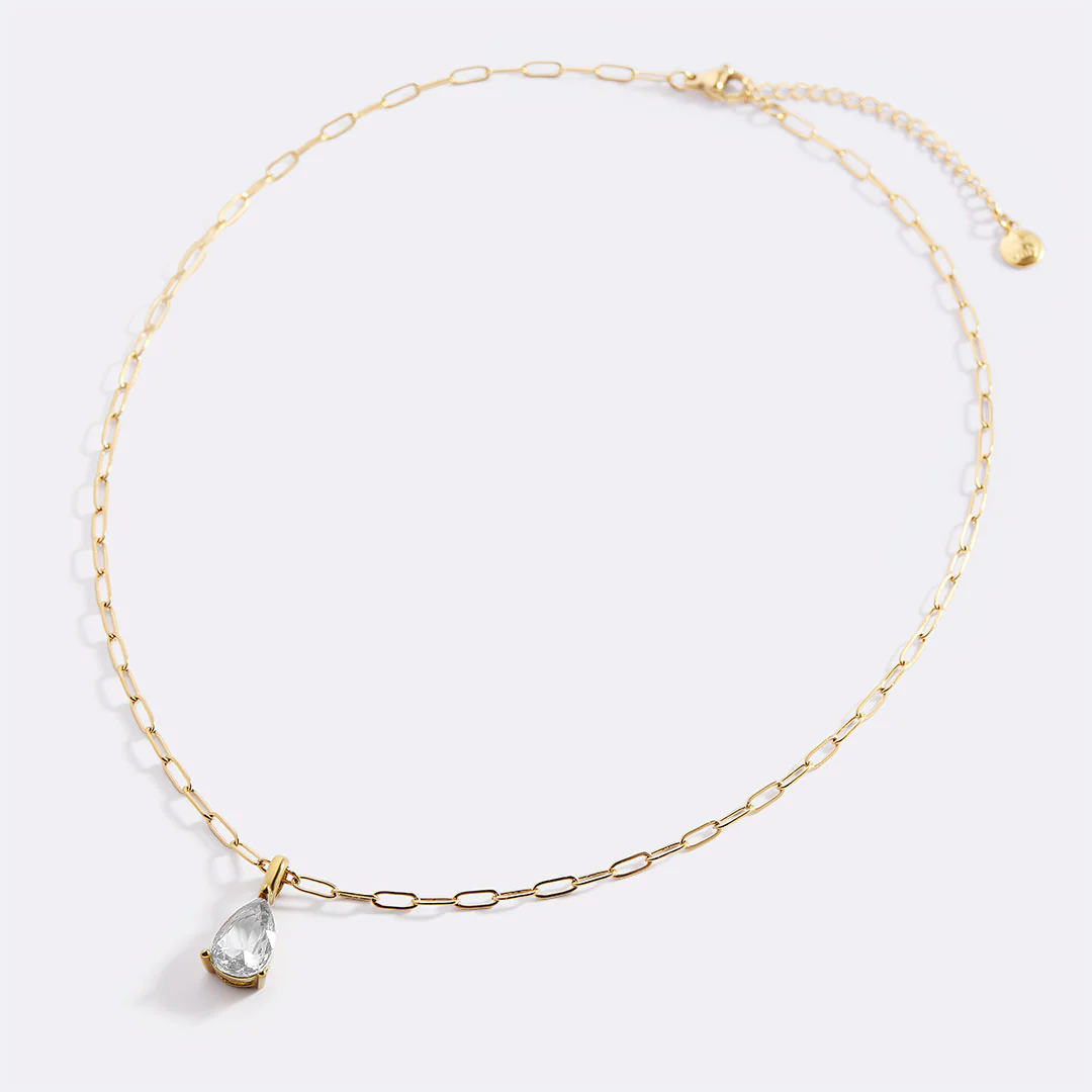 Birthstone Pendant Necklace with Dainty Paperclip Chain - Image 30