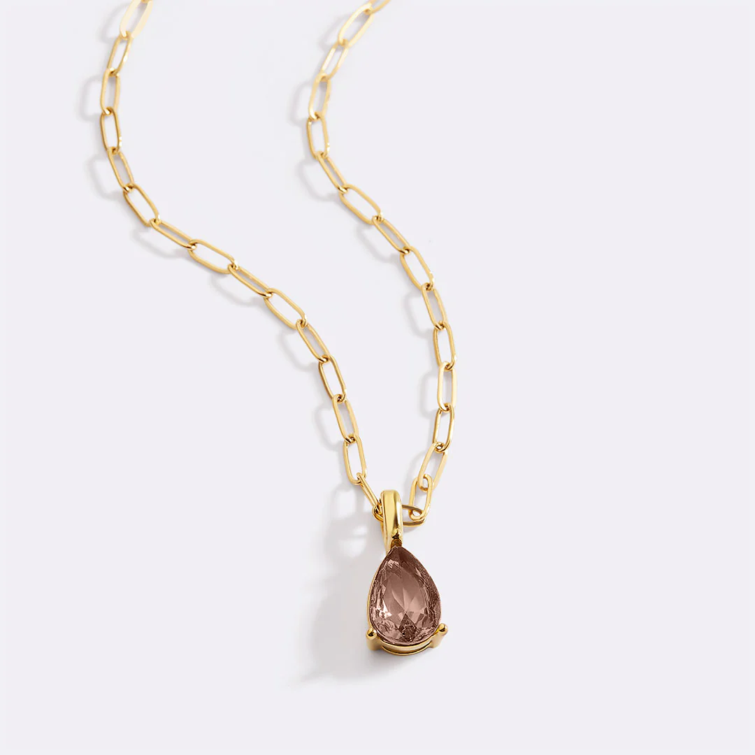 Birthstone Pendant Necklace with Dainty Paperclip Chain - Image 33