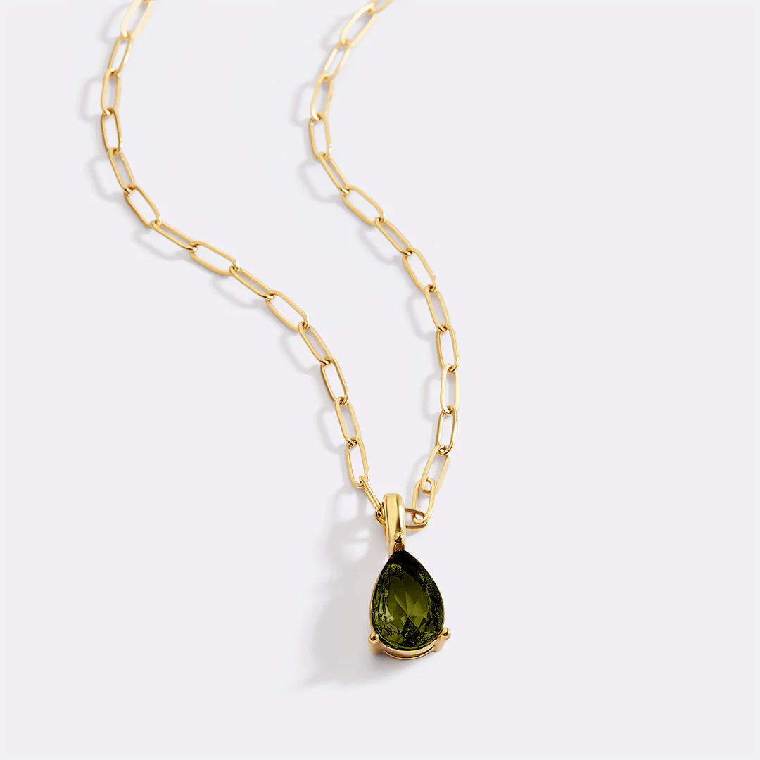 Birthstone Pendant Necklace with Dainty Paperclip Chain - Image 37