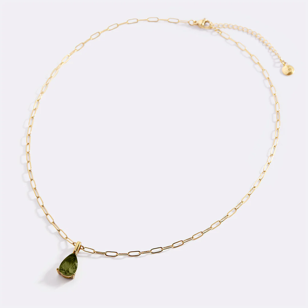 Birthstone Pendant Necklace with Dainty Paperclip Chain - Image 38