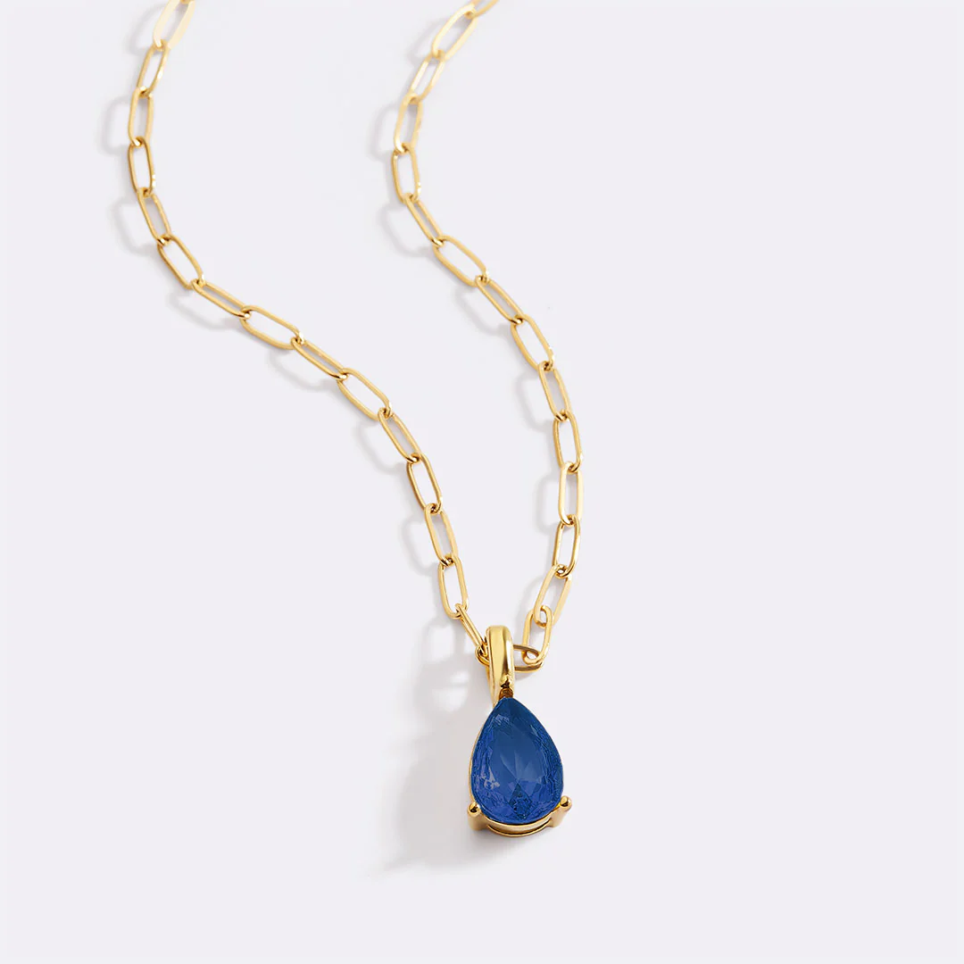 Birthstone Pendant Necklace with Dainty Paperclip Chain - Image 39