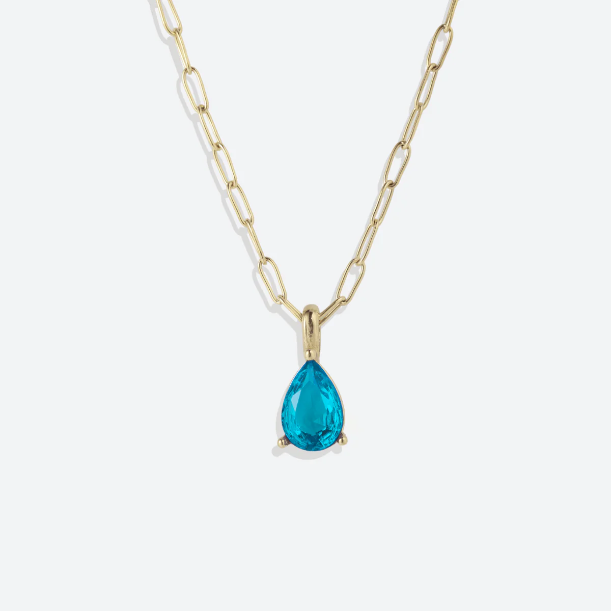Birthstone Pendant Necklace with Dainty Paperclip Chain - Image 4
