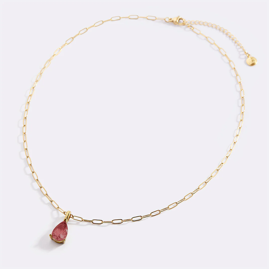 Birthstone Pendant Necklace with Dainty Paperclip Chain - Image 41