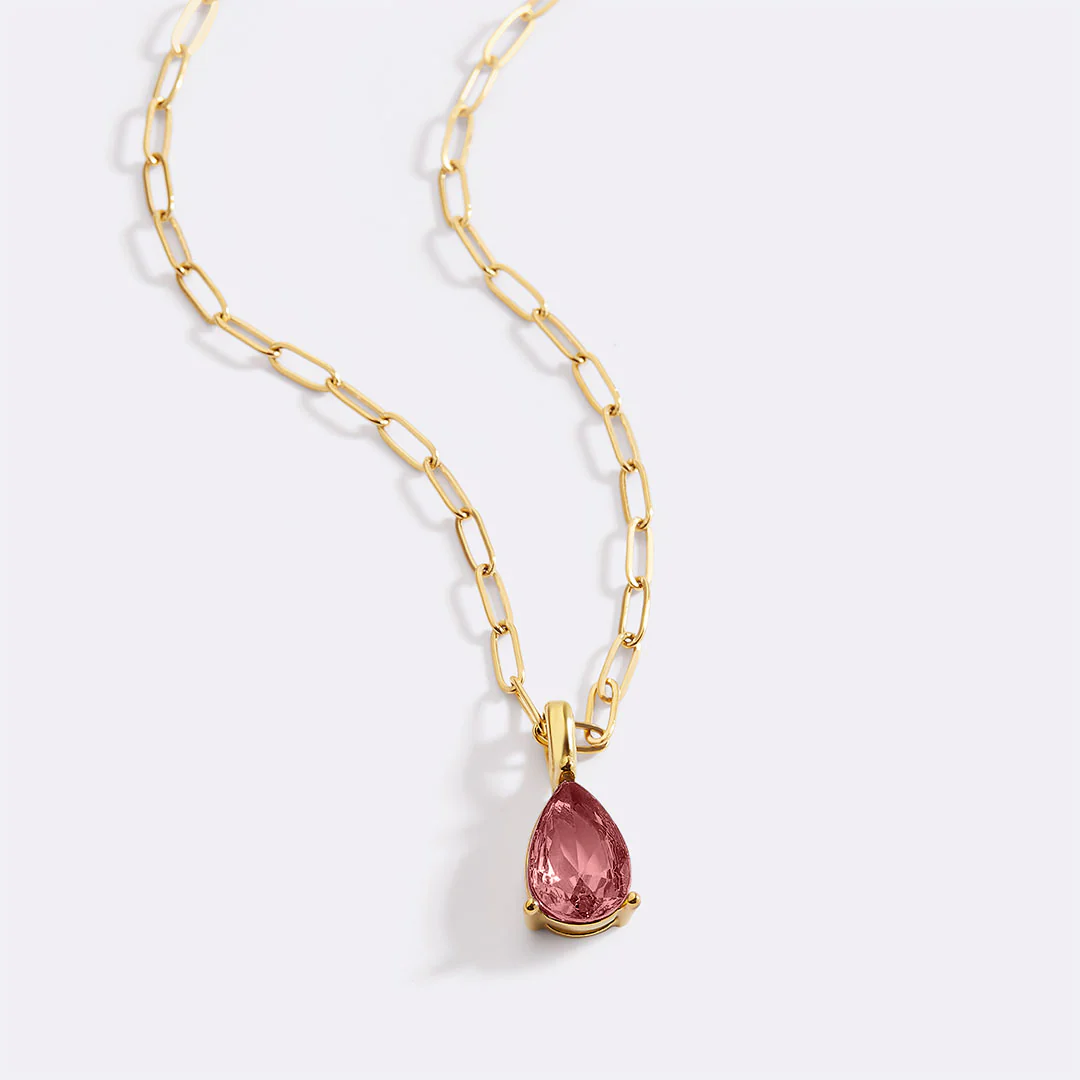Birthstone Pendant Necklace with Dainty Paperclip Chain - Image 42
