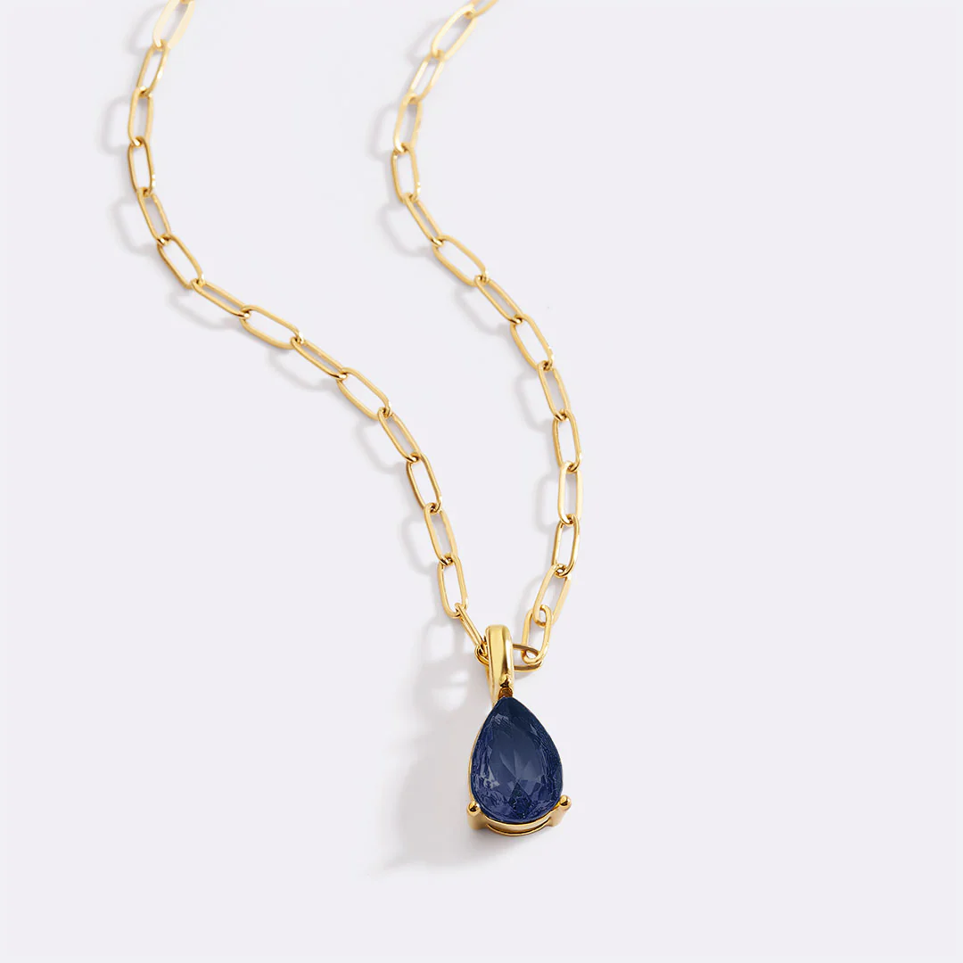 Birthstone Pendant Necklace with Dainty Paperclip Chain - Image 43