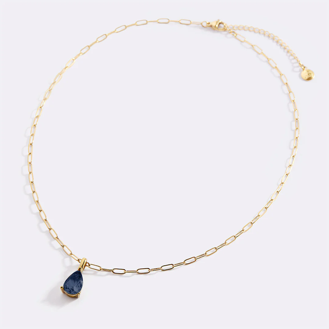 Birthstone Pendant Necklace with Dainty Paperclip Chain - Image 44