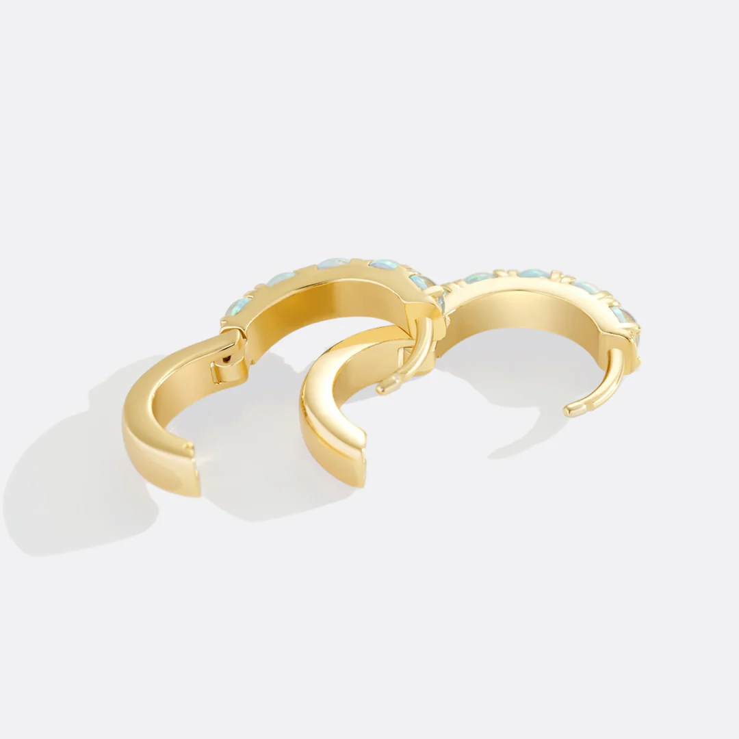 Blue Opal Huggie Earrings - Image 8