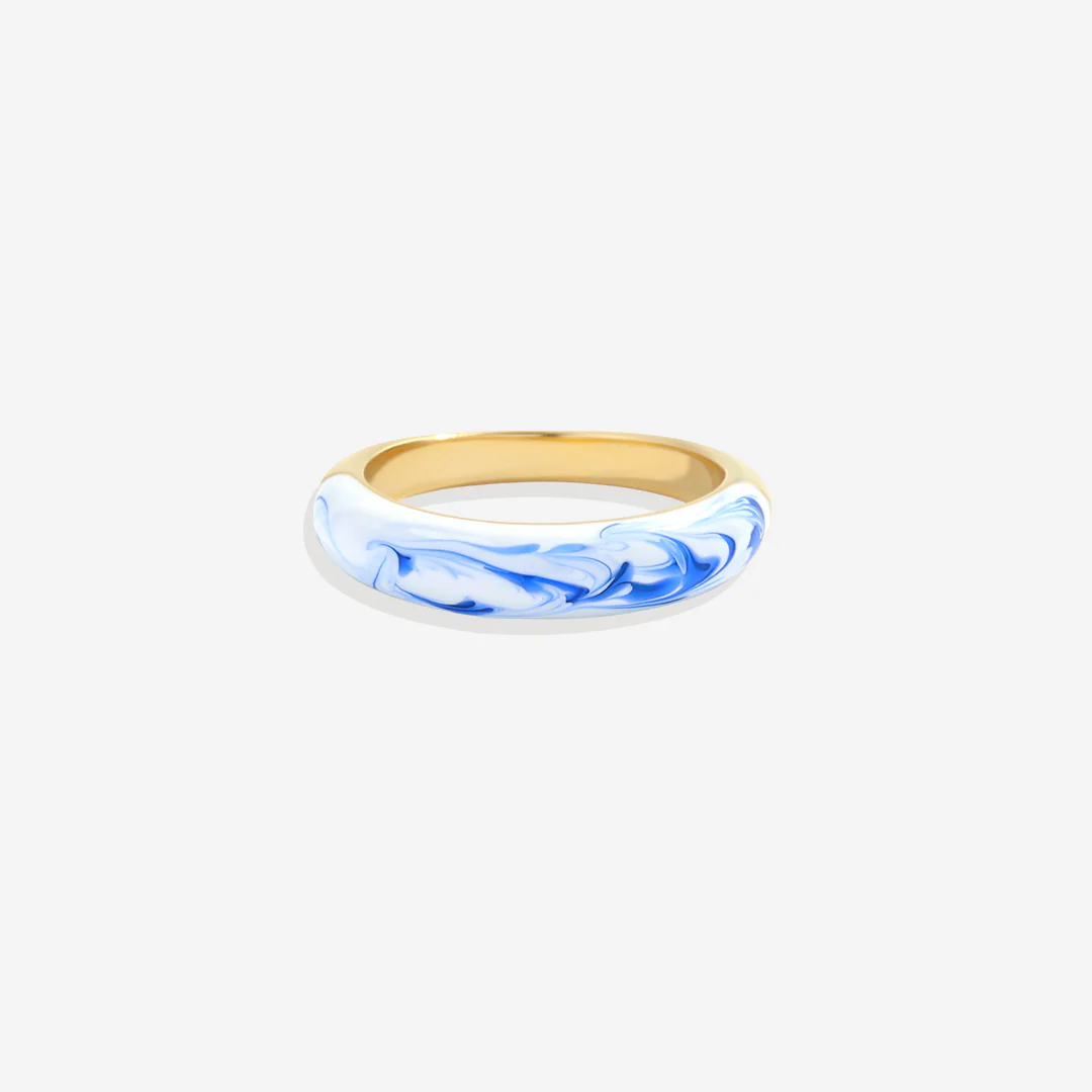 Blue Porcelain Dome Ring - Image 2