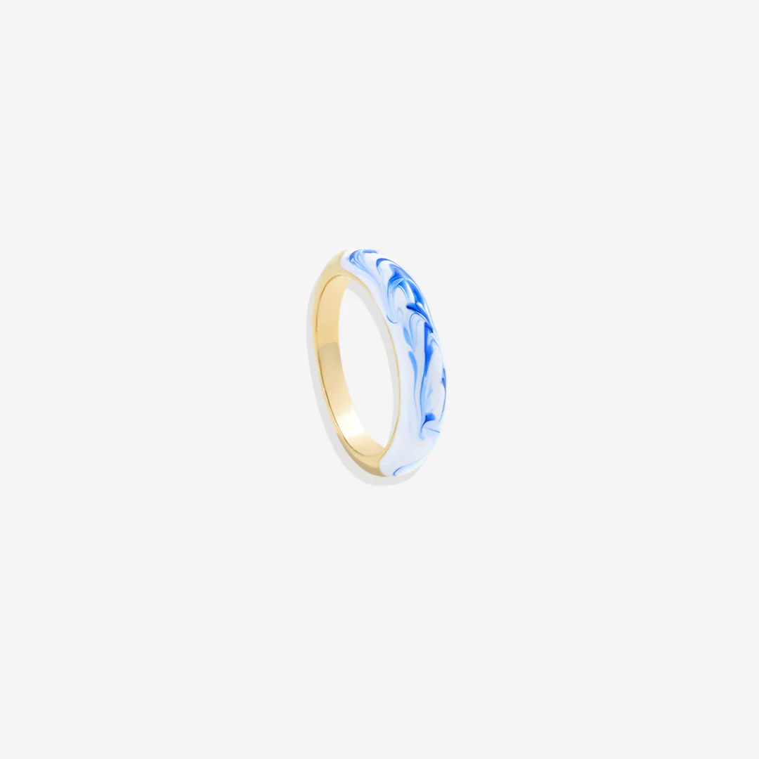 Blue Porcelain Dome Ring - Image 4