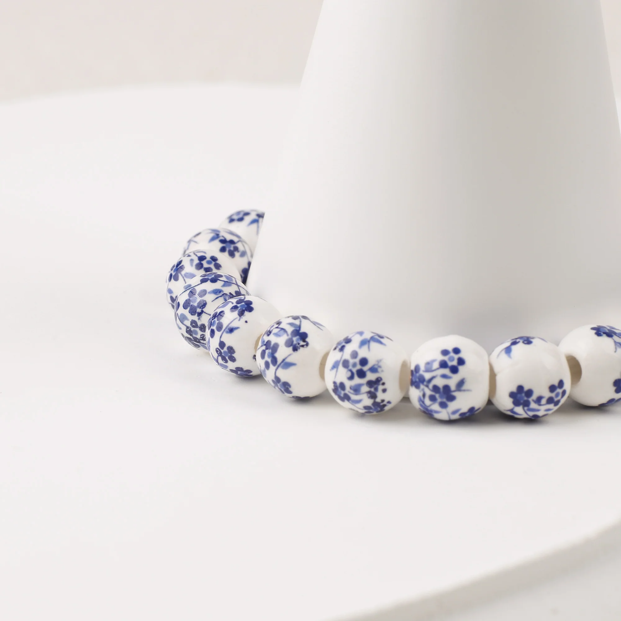 Blue Porcelain Floral Beaded Bracelet for Mom & Grandma - Image 10