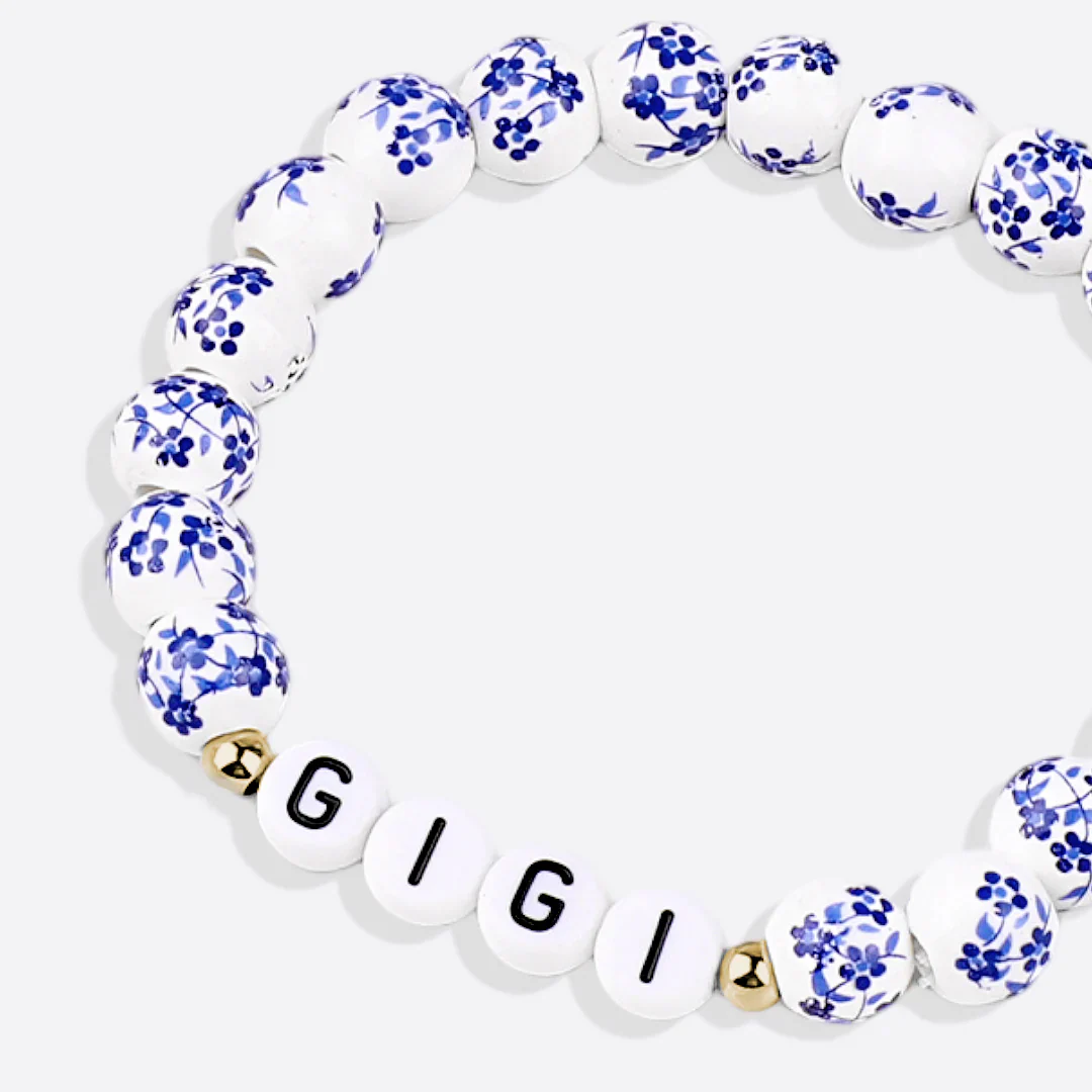 Blue Porcelain Floral Beaded Bracelet for Mom & Grandma - Image 15
