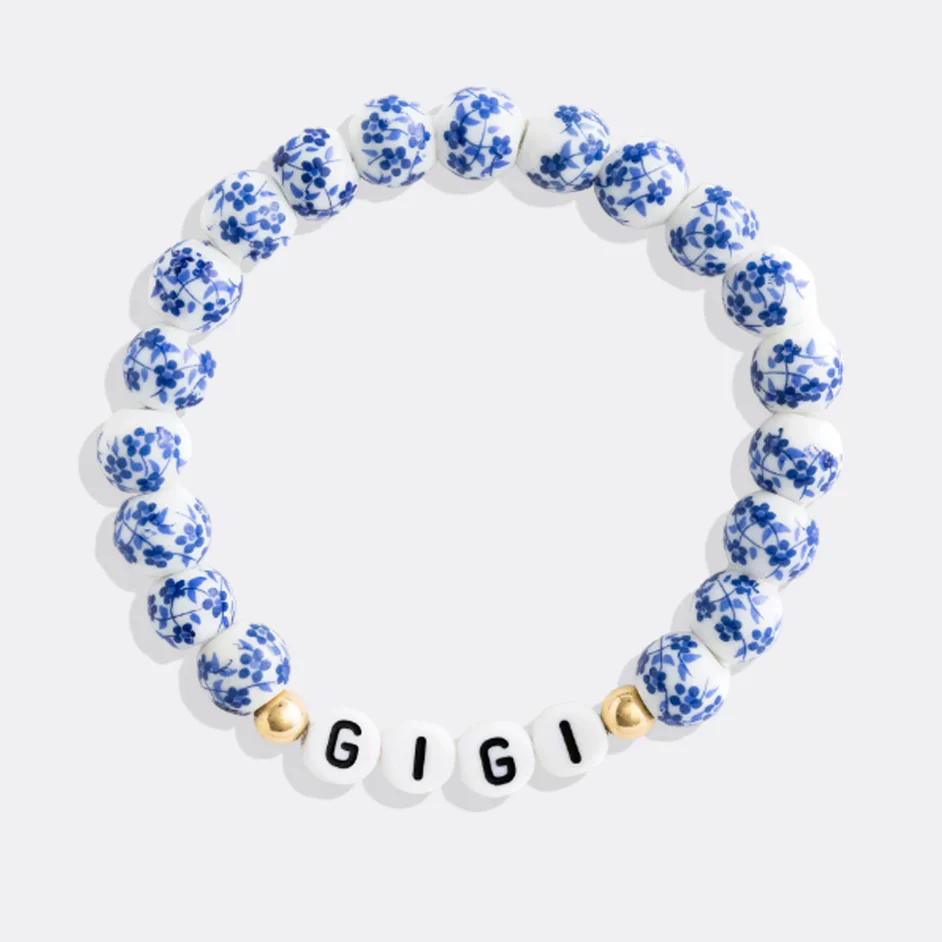 Blue Porcelain Floral Beaded Bracelet for Mom & Grandma - Image 3