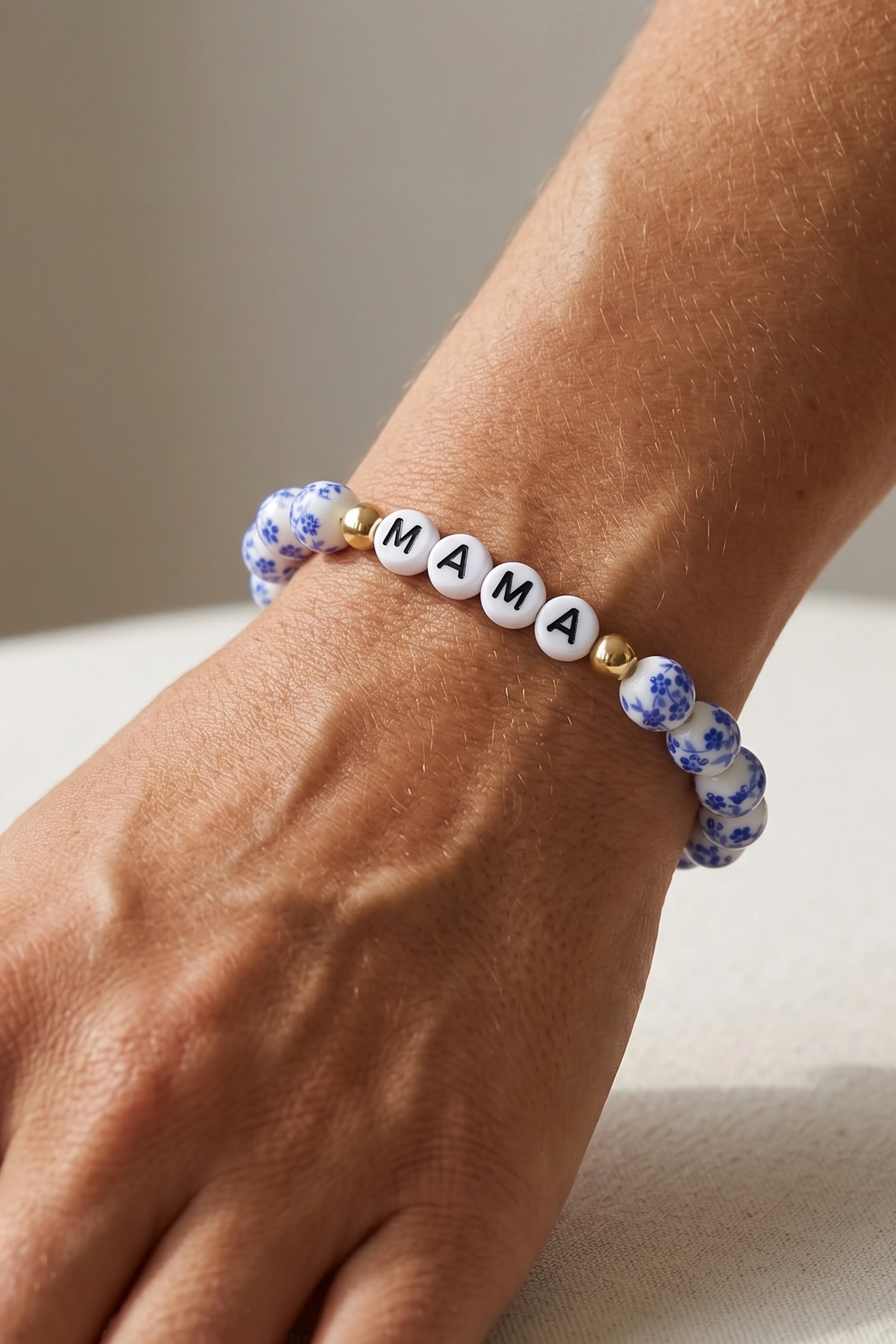 Blue Porcelain Floral Beaded Bracelet for Mom & Grandma - Image 31