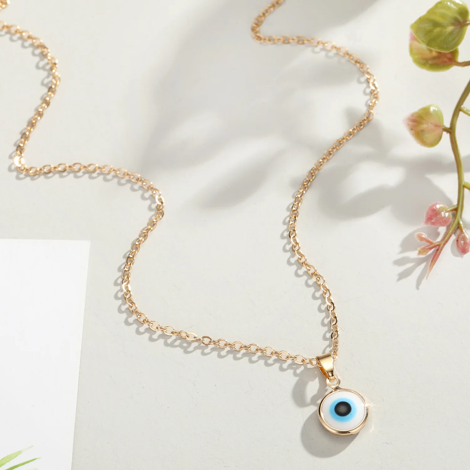Dainty Boho Evil Eye Charm Necklace - Image 5