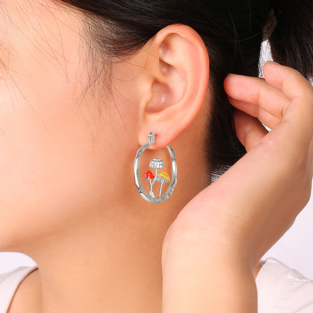 Boho Mushroom Hoop Earrings - Image 19