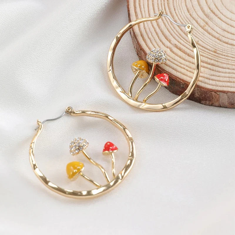 Boho Mushroom Hoop Earrings - Image 6