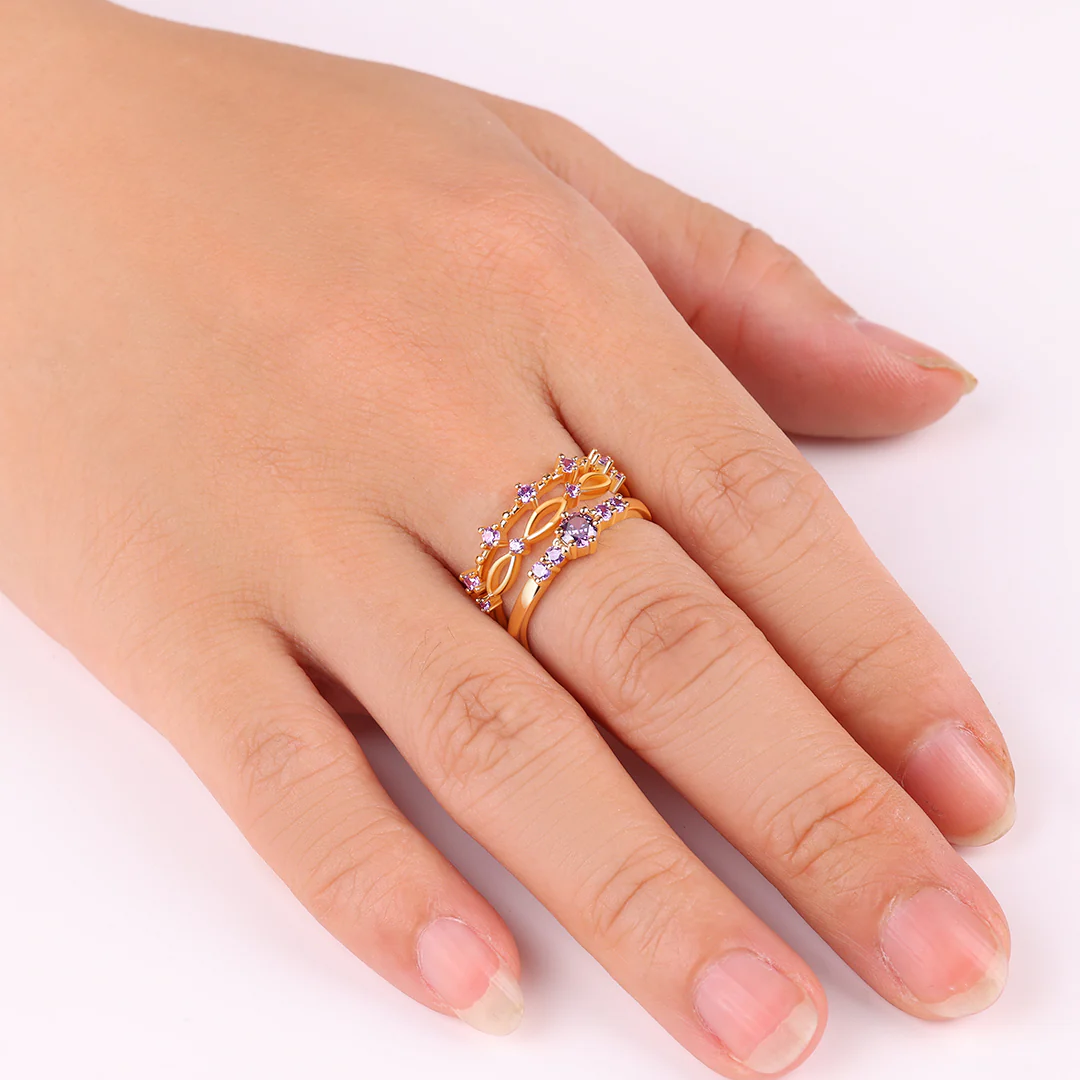 Braided Birthstone Stacking Ring Set - Image 4