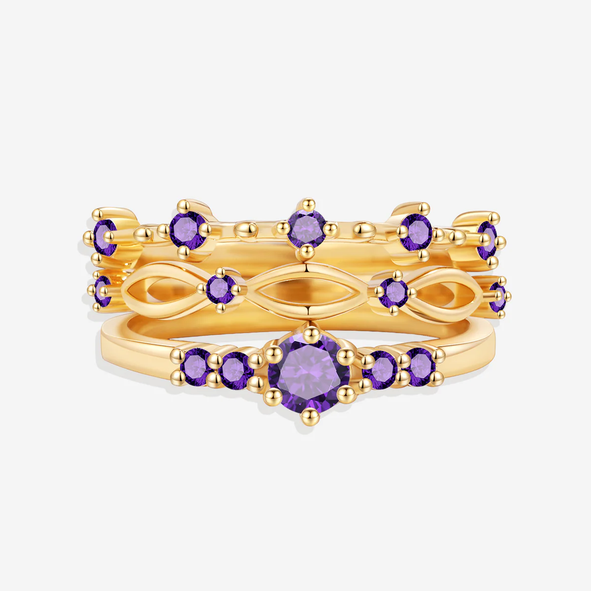 Braided Birthstone Stacking Ring Set - Image 5