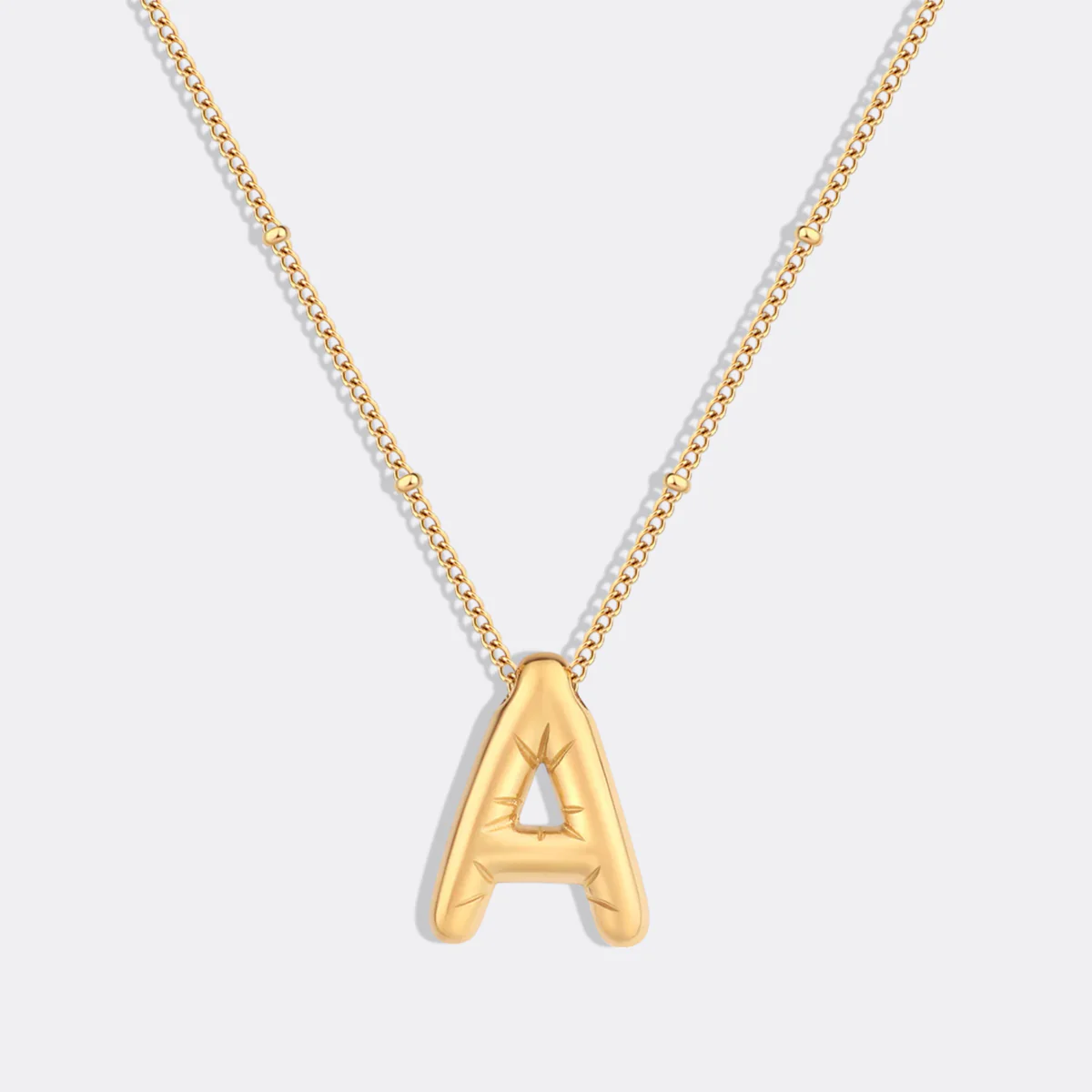 Balloon Initial Necklace with Satellite Chain - Image 4
