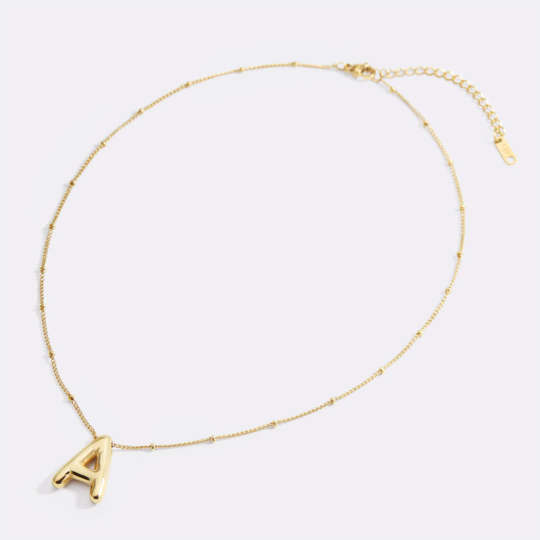 Balloon Initial Necklace with Satellite Chain - Image 7