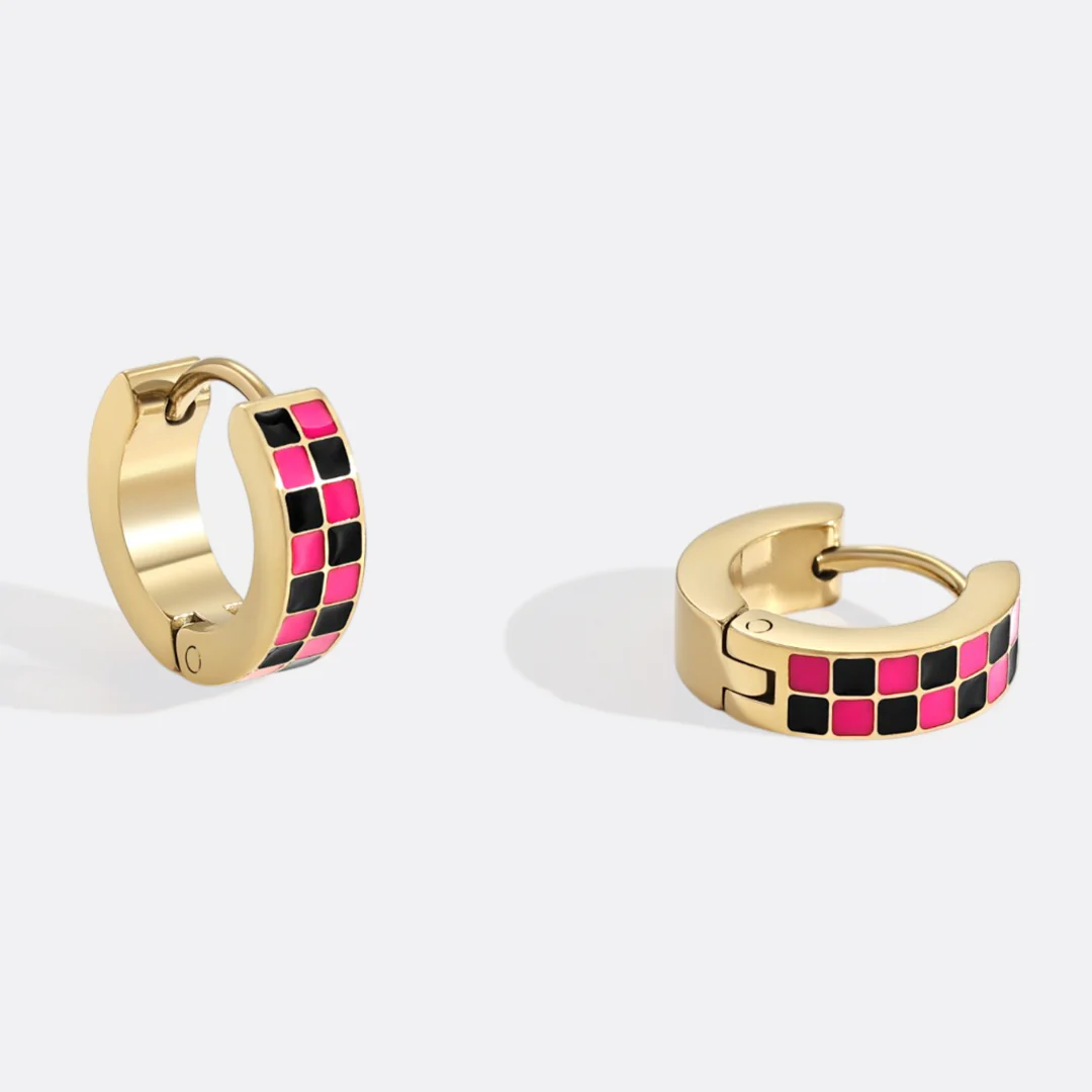 Checkered Hoop Earrings - Image 12