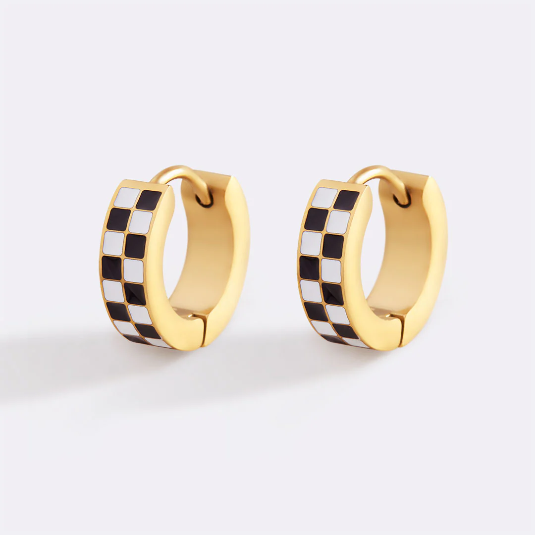 Checkered Hoop Earrings - Image 17
