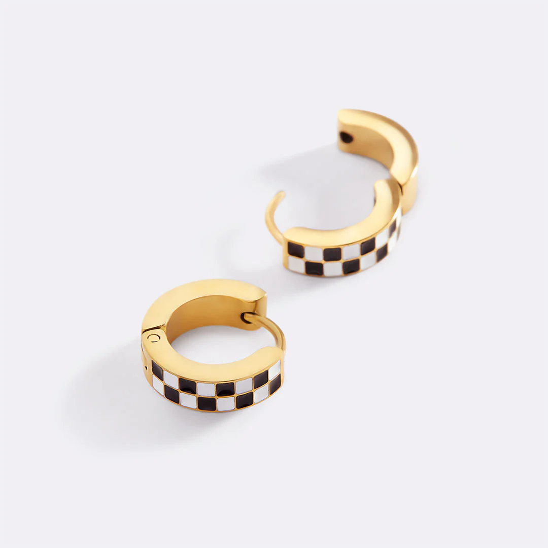 Checkered Hoop Earrings - Image 19