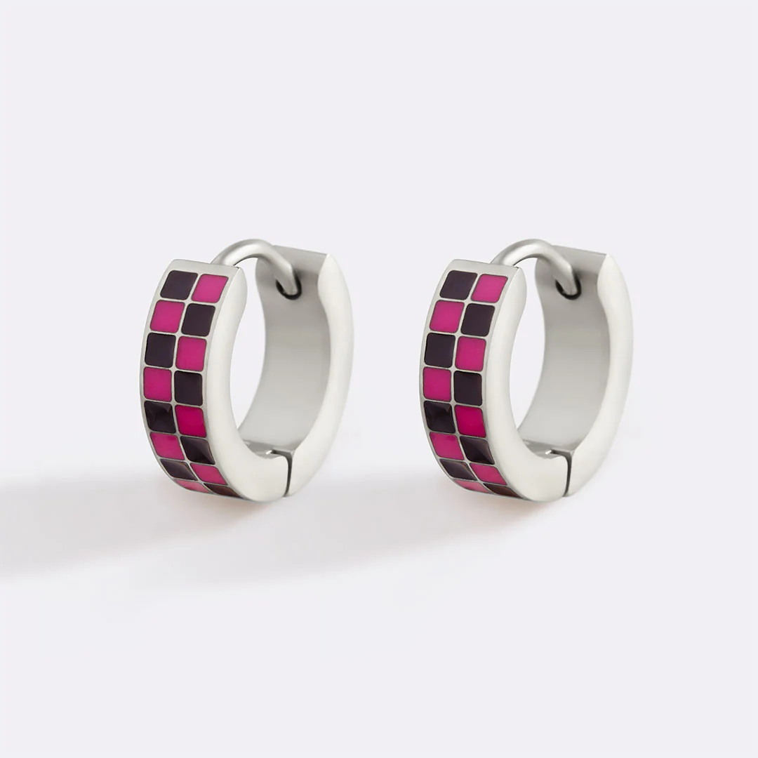 Checkered Hoop Earrings - Image 25