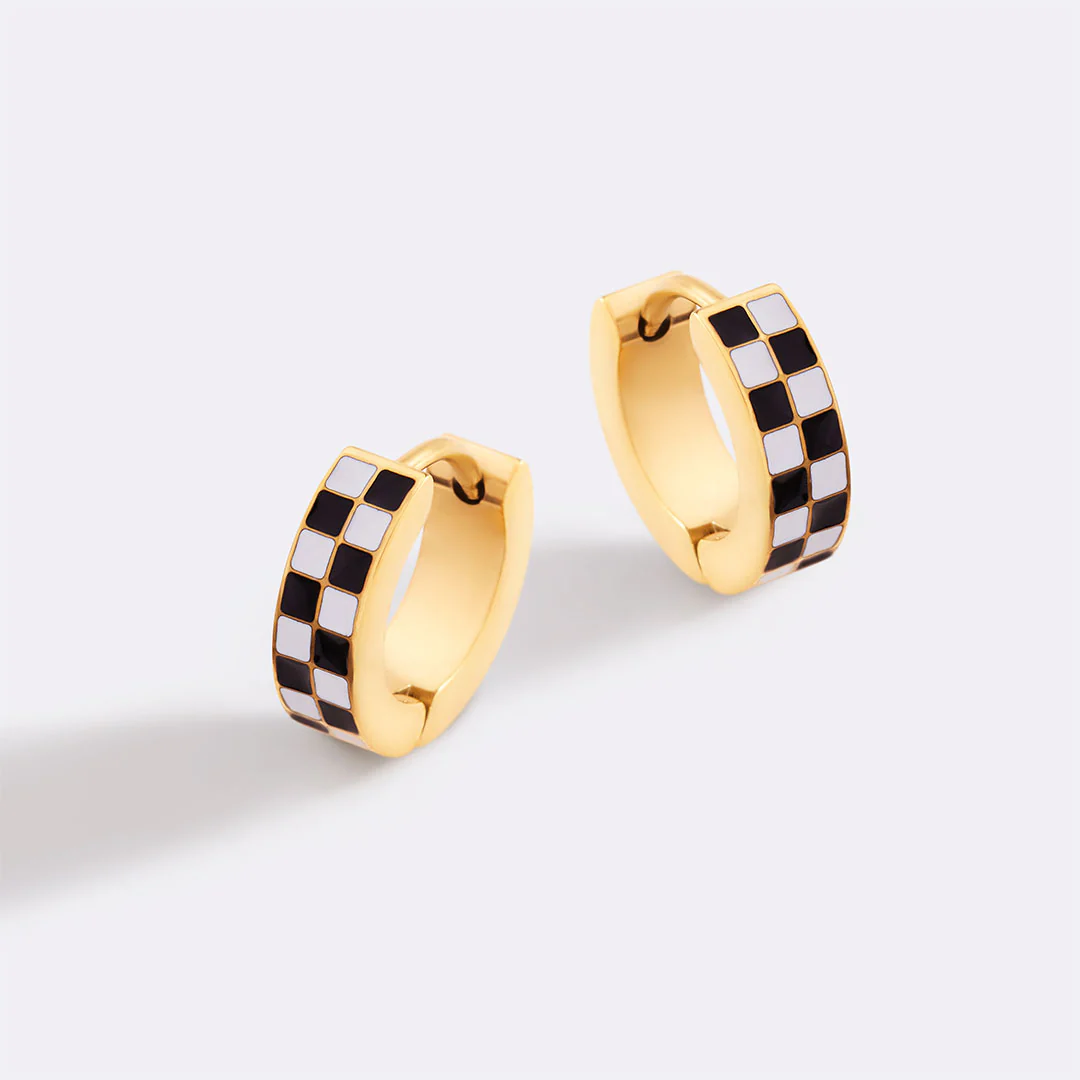 Checkered Hoop Earrings - Image 30