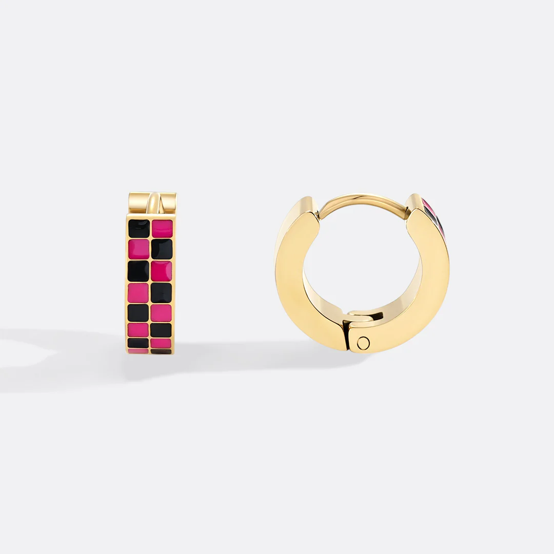Checkered Hoop Earrings - Image 4